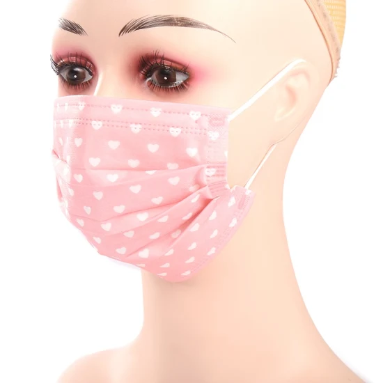 2022 Mais vendido 3 camadas 3 camadas plana infantil máscara rosa descartável cirúrgica máscara facial infantil com presilha